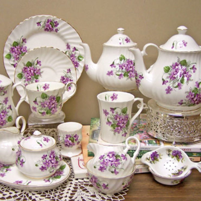 Violet English Bone China Tea For Two Set - The Teapot Shoppe, Inc.