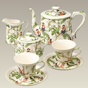 Jungle English Tea Set with Tray Porcelain Teapot Set 