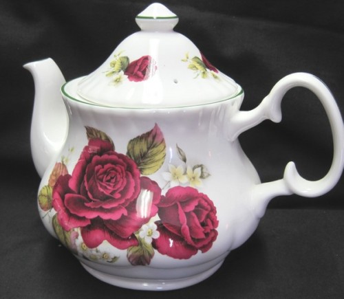 Empire Burgundy Rose Bone China Teapot - The Teapot Shoppe, Inc.