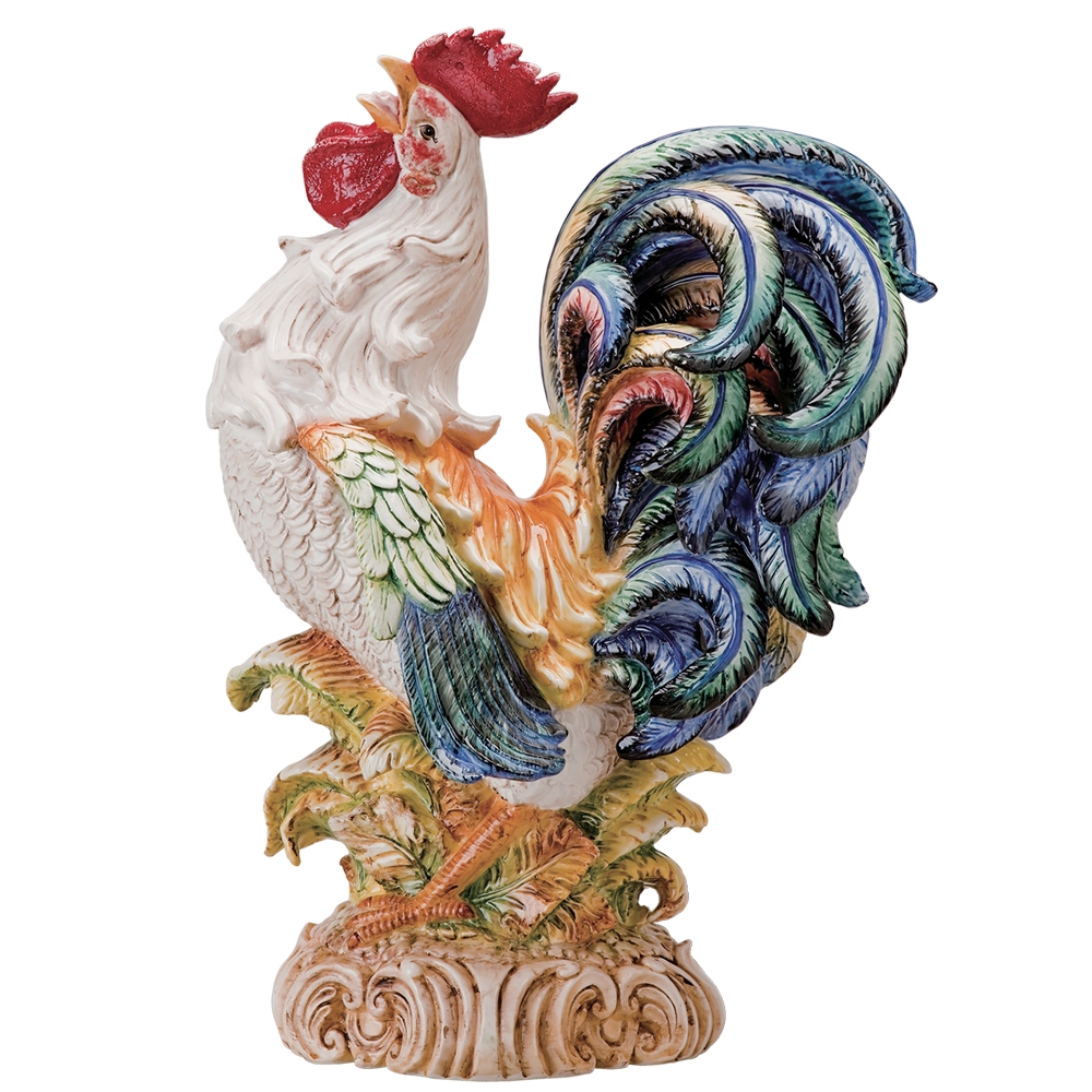 Tuscan Rooster Crowing Figurine