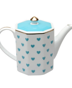 Turquoise Hearts Porcelain Coffee Pot