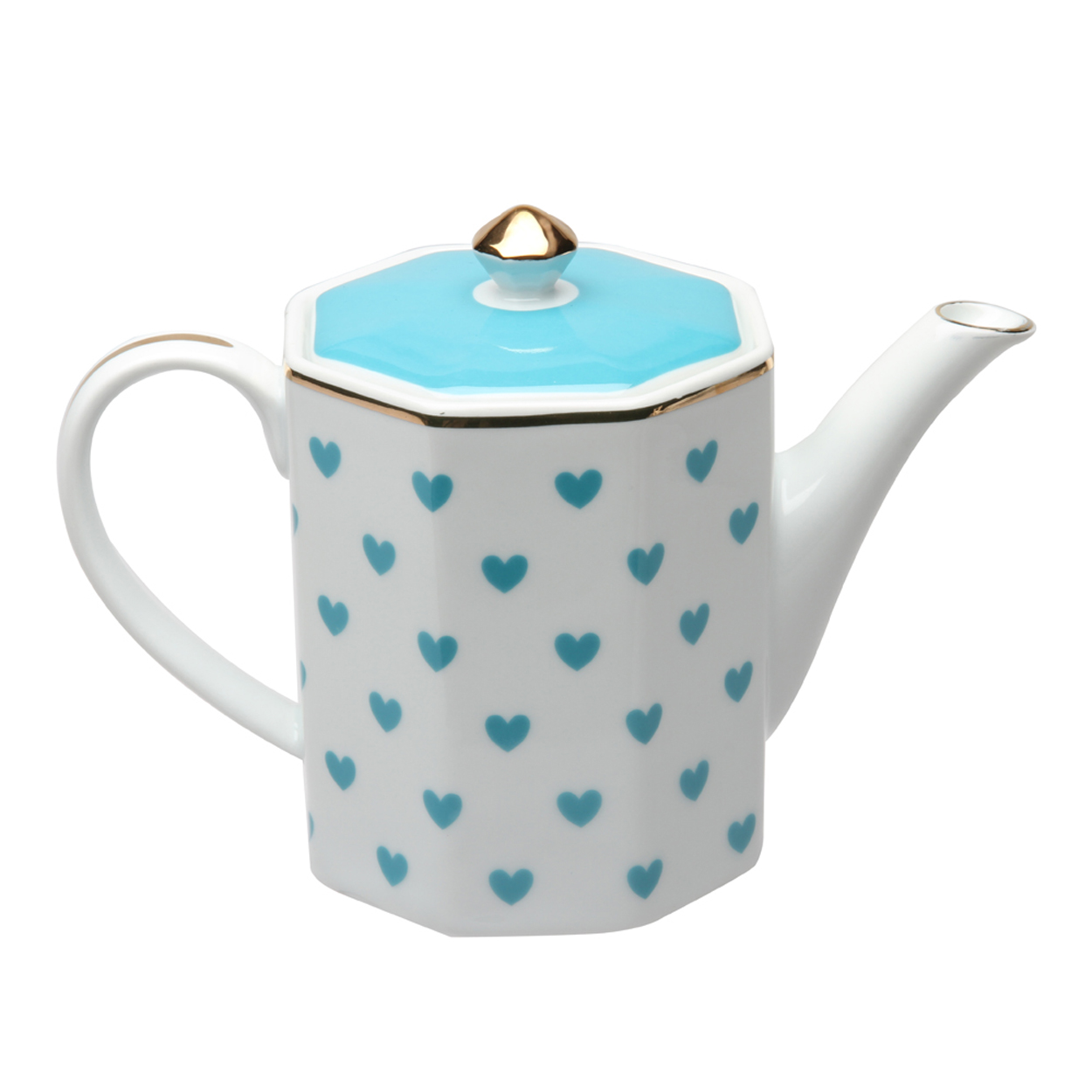 Turquoise Hearts Porcelain Coffee Pot