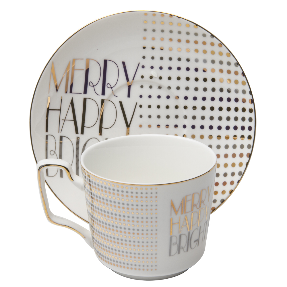 Holiday Gold Dots Cup and Saucer