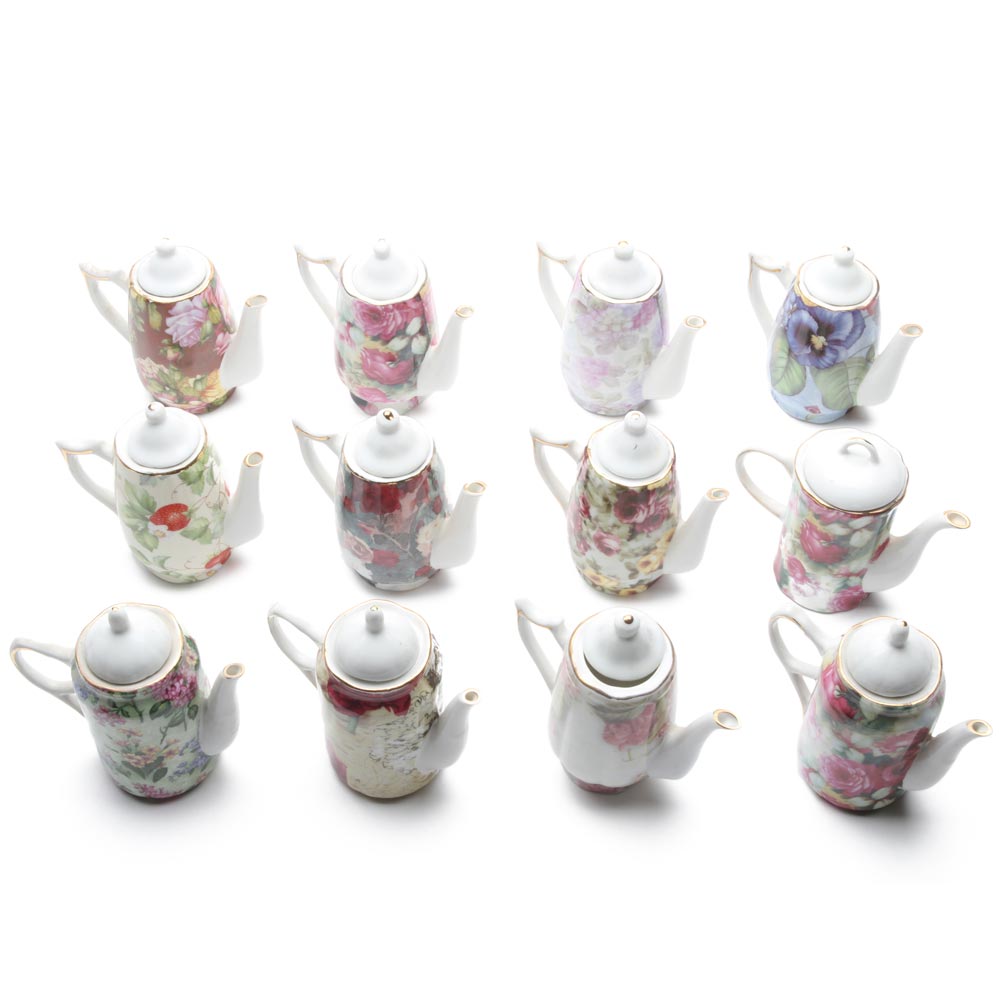 Teapot Ornaments Assorted Chintz Set of 12