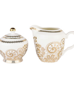 Gold Lace Porcelain Creamer and Sugar