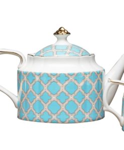 Golden Blue Porcelain Teapot