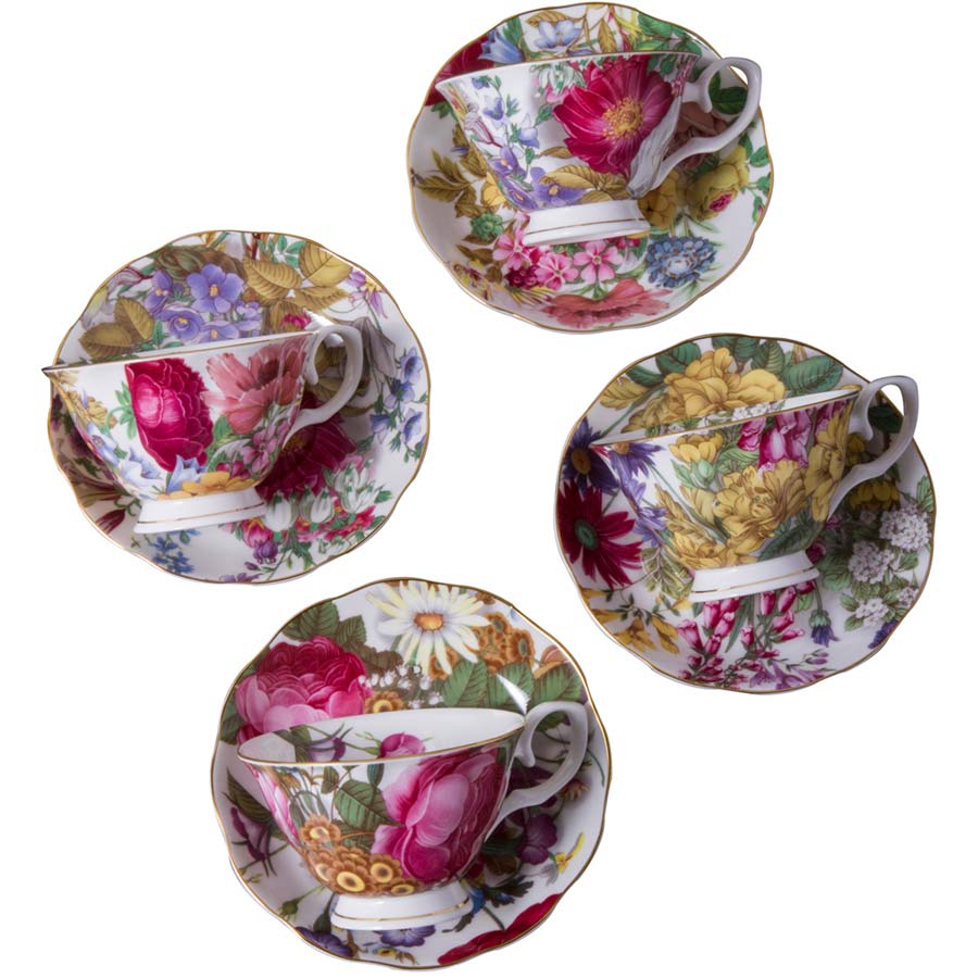 Garden Party Tea Cups and Saucers