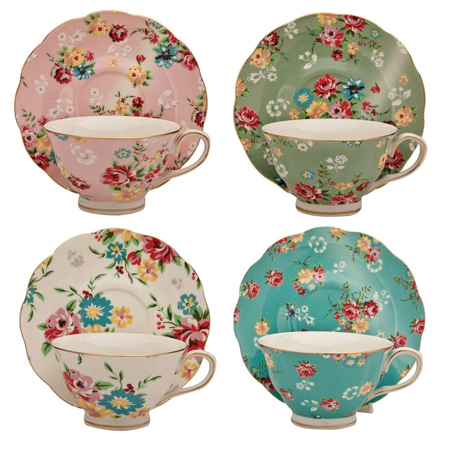 Shabby Rose Cups and Saucers