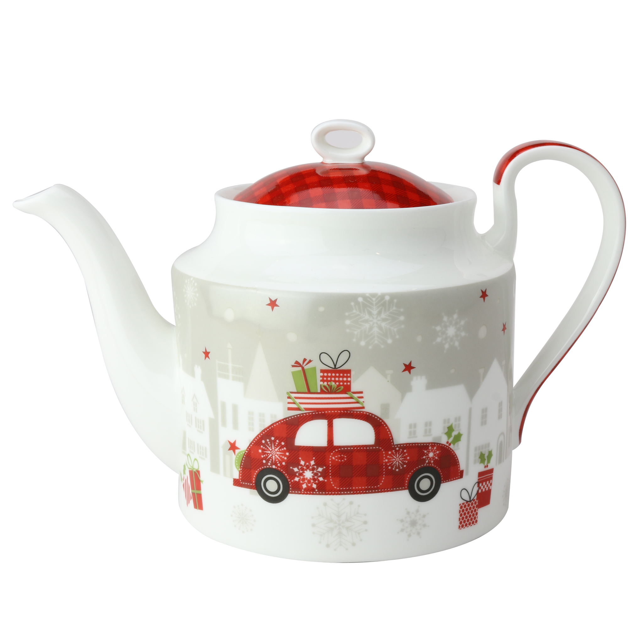 Christmas Tree and Car Bone China Teapot